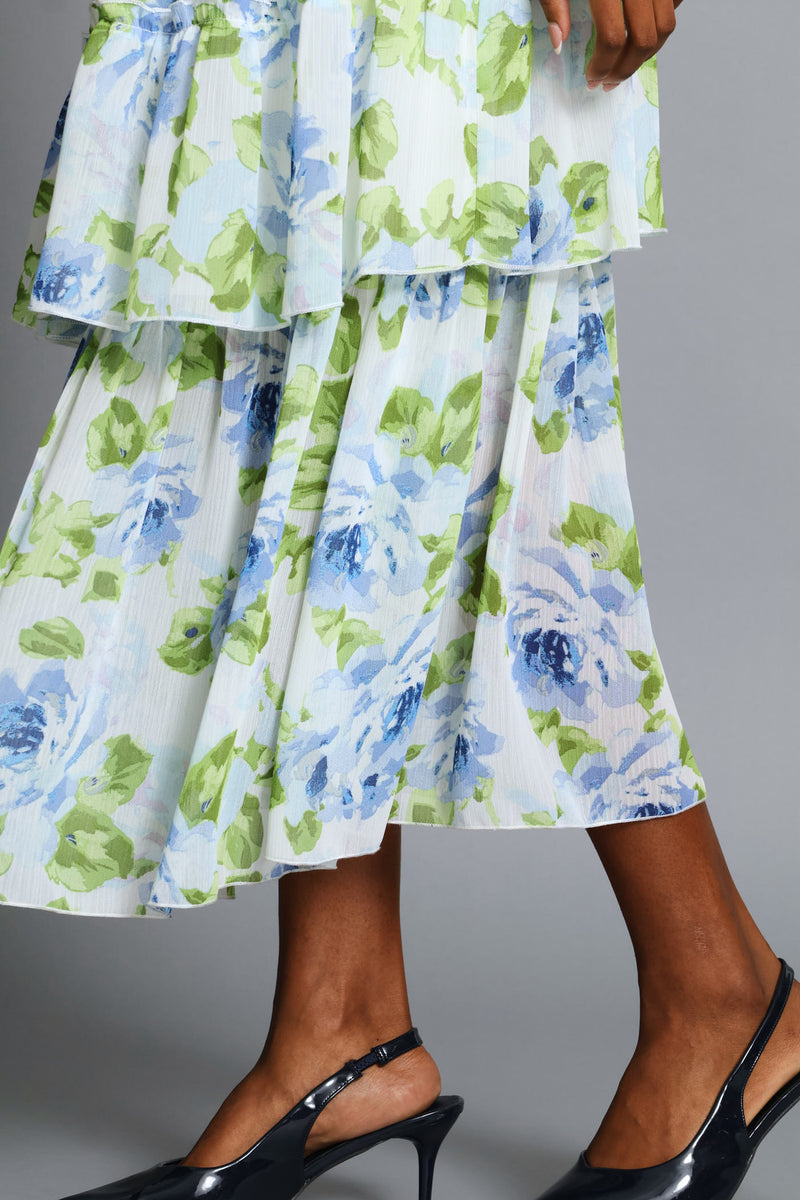 Tie Front Floral Flutter Sleeve Maxi Dress - Multi