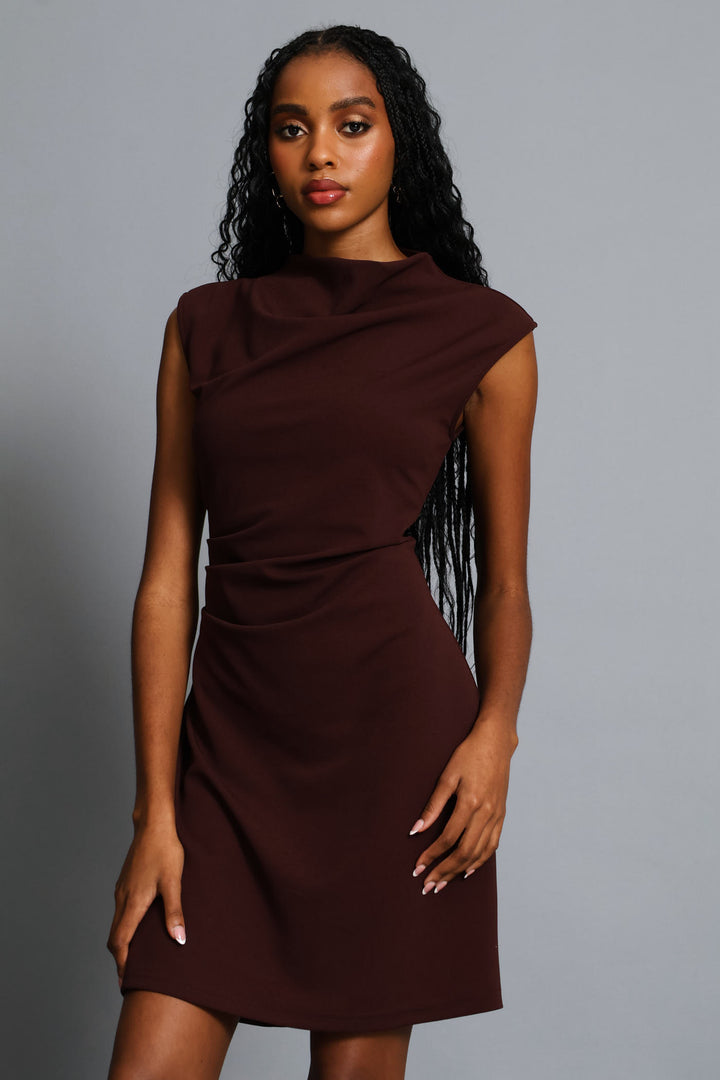 Hineck Drape Detail Mini Dress - Wine