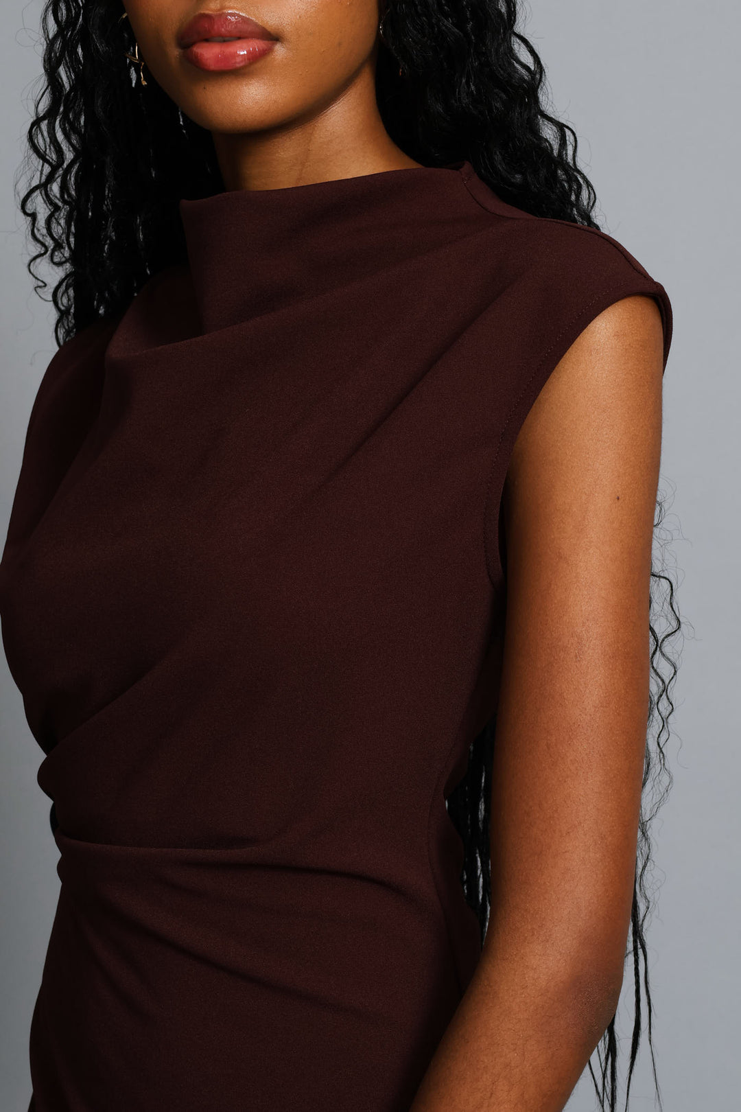 Hineck Drape Detail Mini Dress - Wine