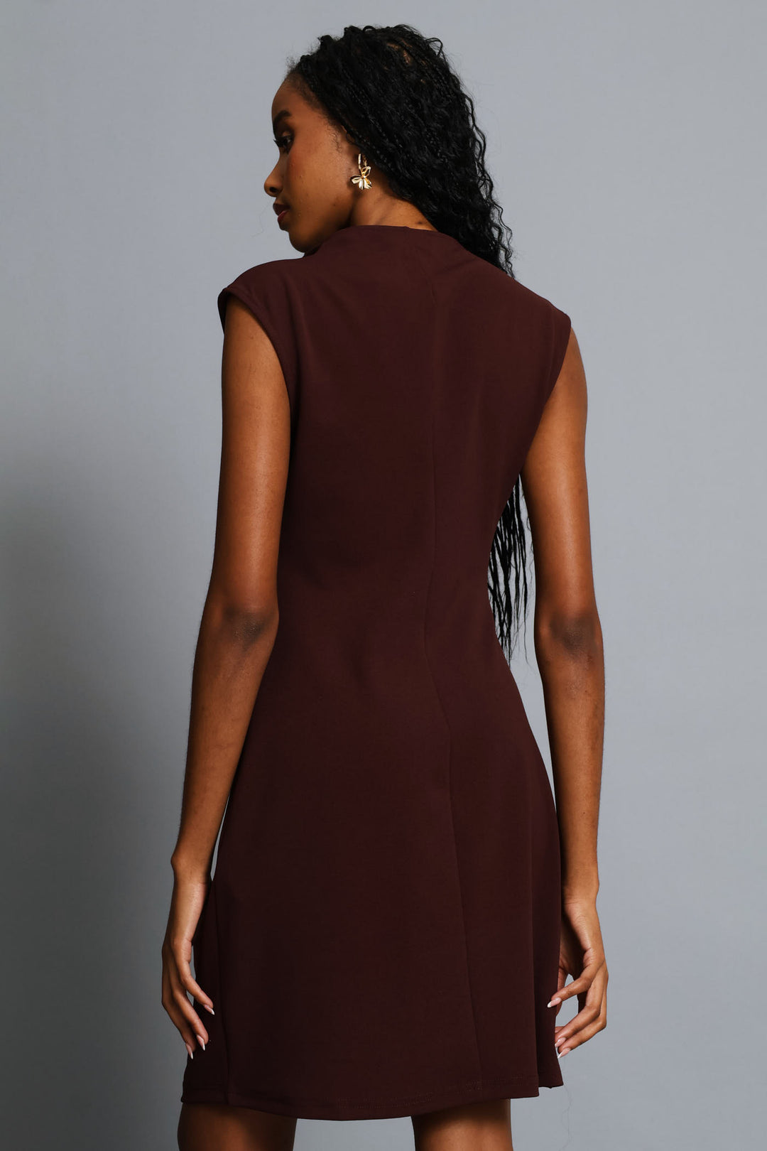 Hineck Drape Detail Mini Dress - Wine