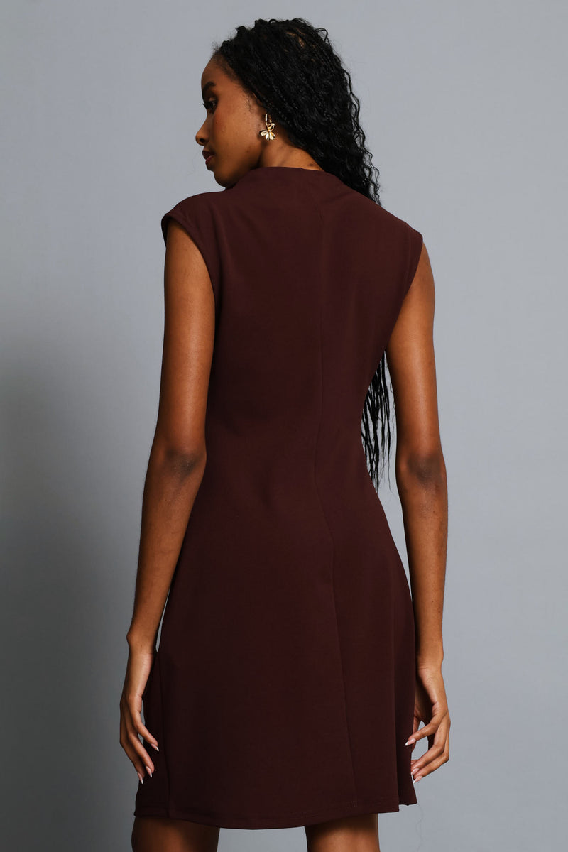 Hineck Drape Detail Mini Dress - Wine