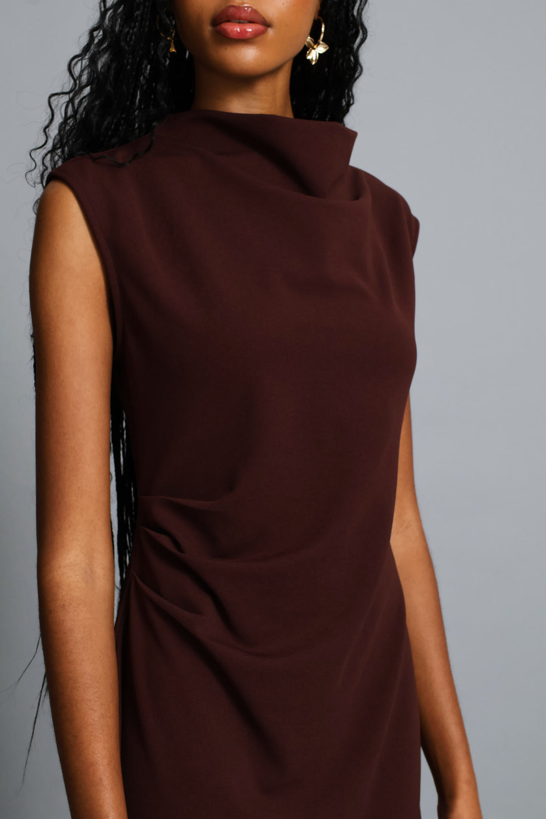 Hineck Drape Detail Mini Dress - Wine