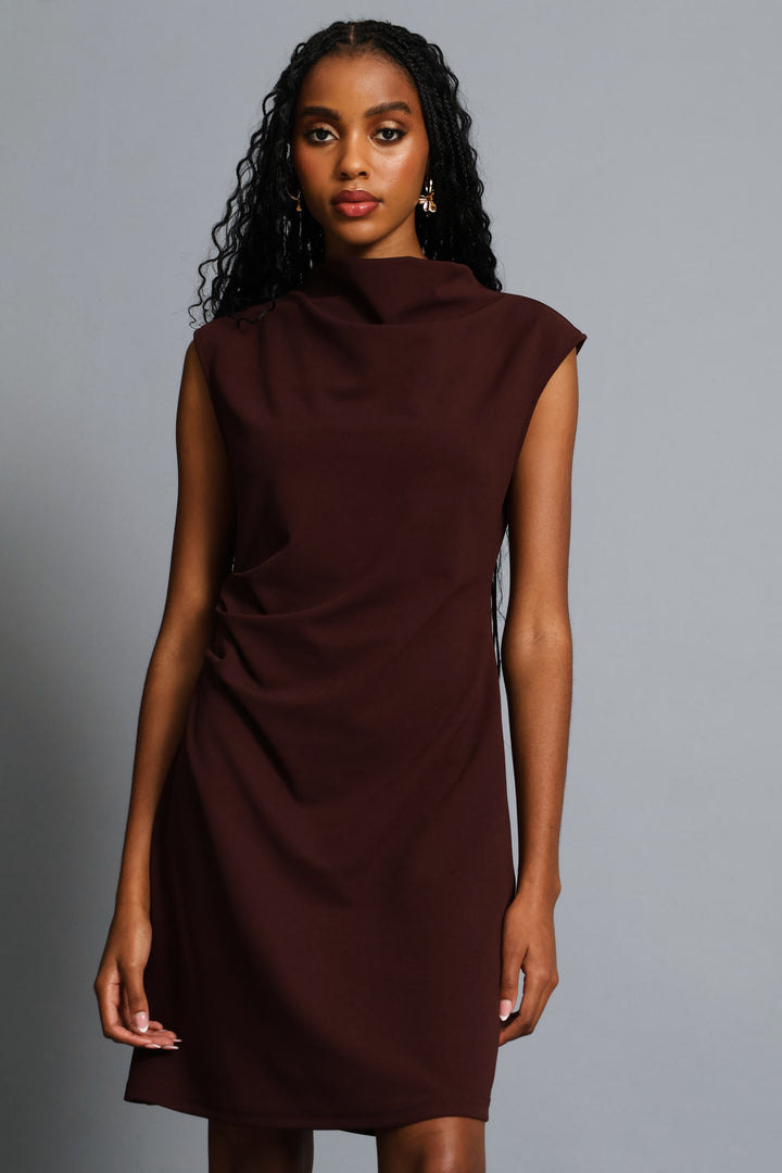 Hineck Drape Detail Mini Dress - Wine