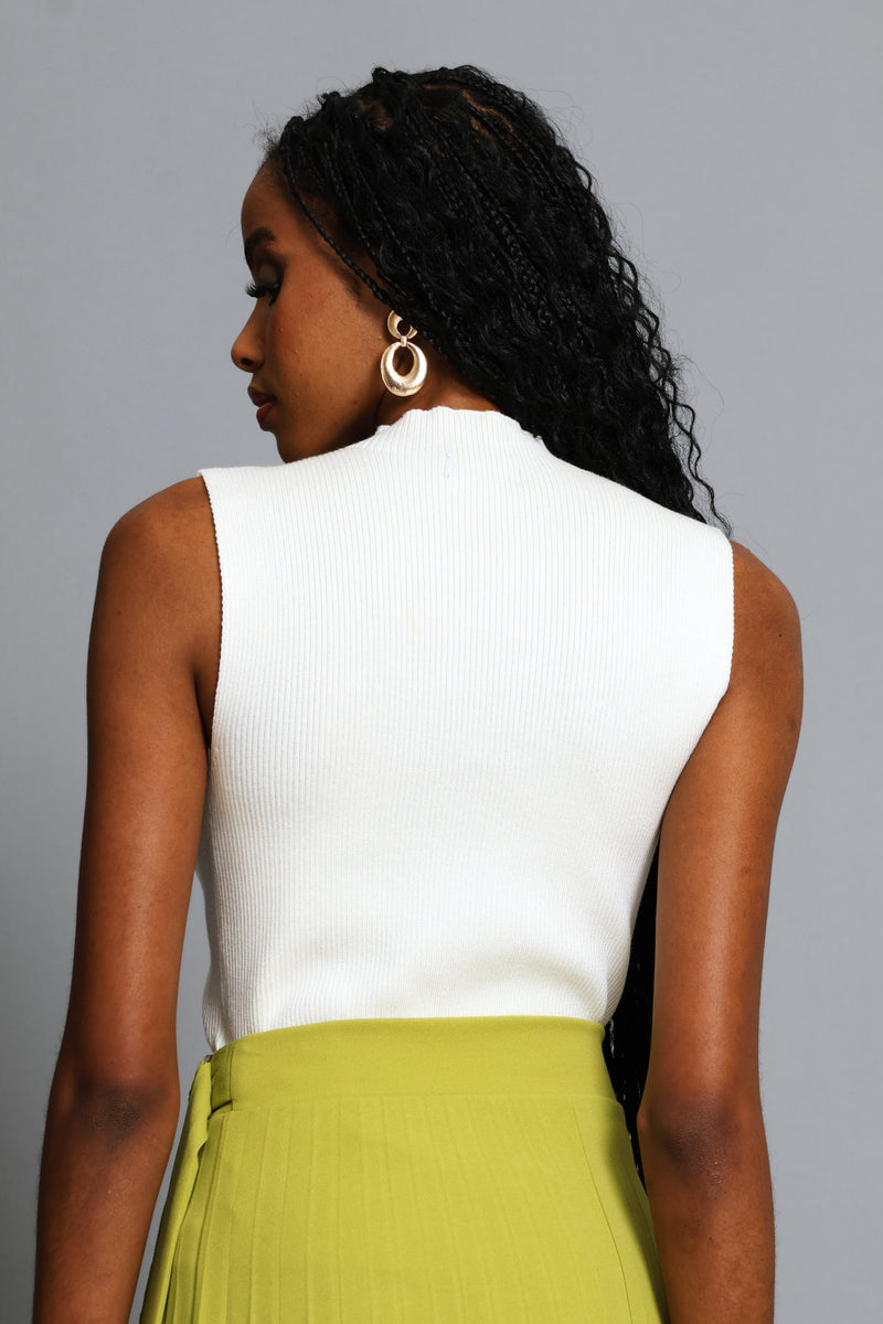 Flower Trim Hineck Pullover - Cream