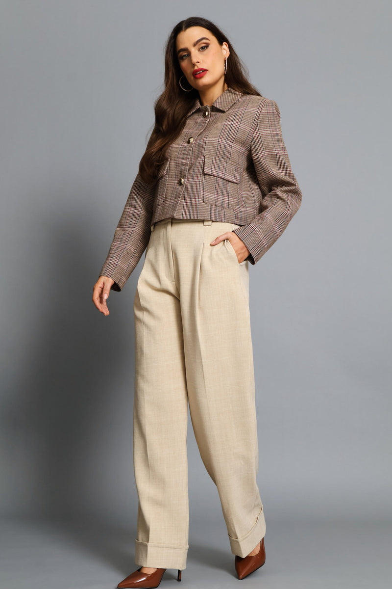 Tartan Check Cropped Blazer - Multi