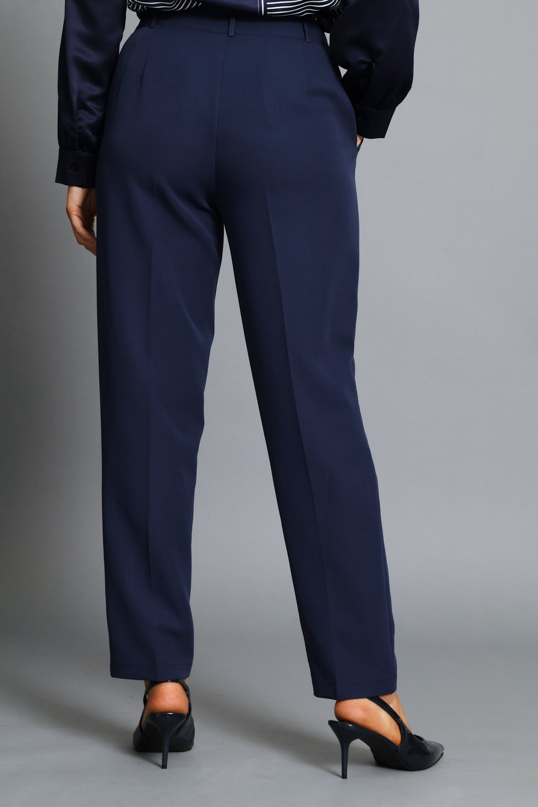 Double Button Extended Tab Slim Leg Pant - Navy