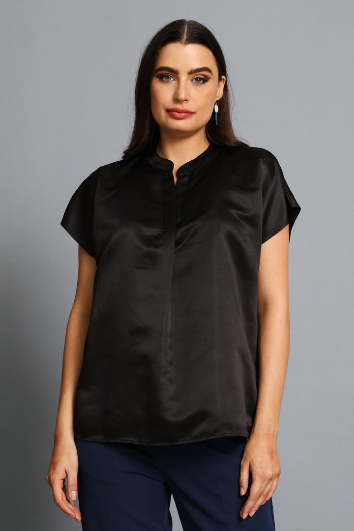 Mandarin Collar Blouse - Black