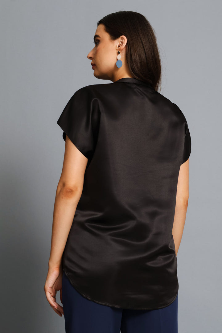 Mandarin Collar Blouse - Black