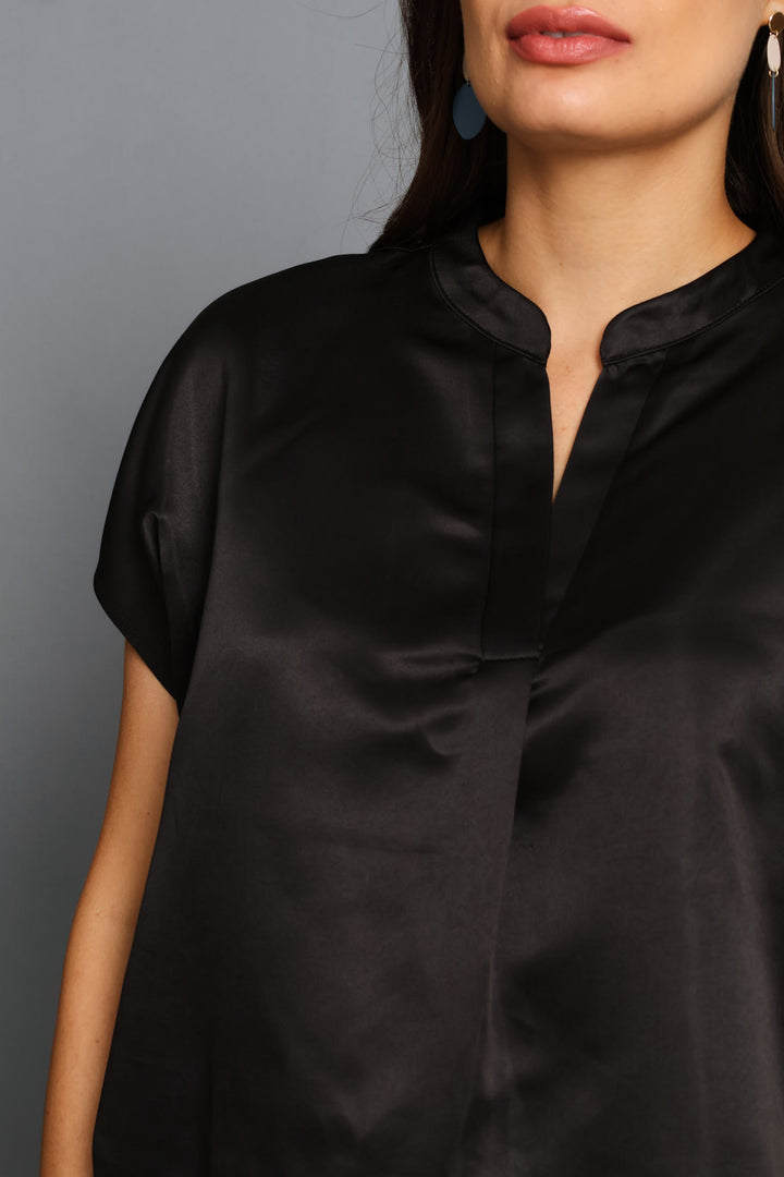 Mandarin Collar Blouse - Black