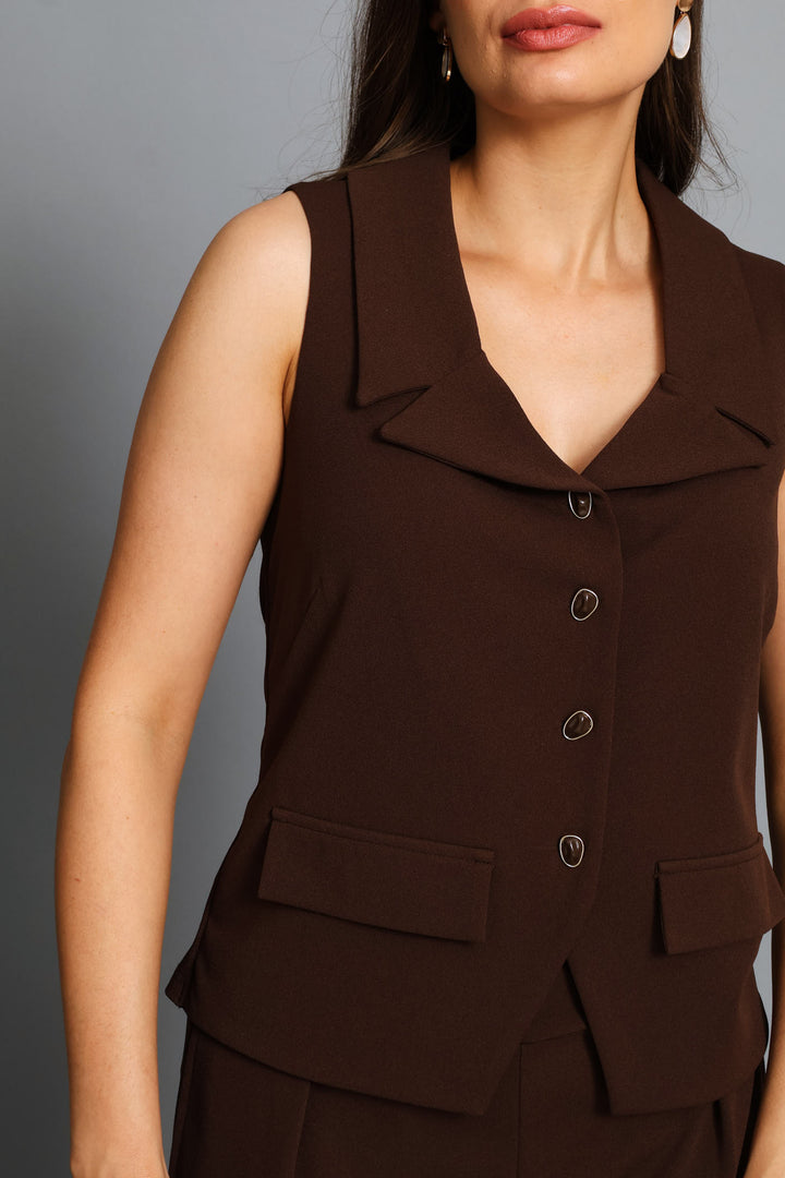 Fancy Button Waistcoat - Chocolate