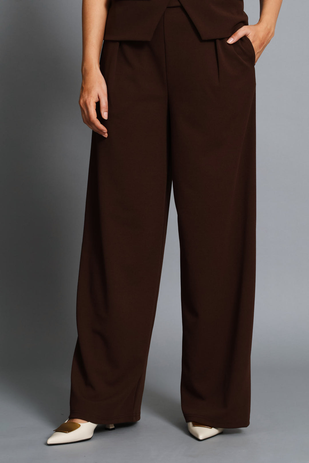 D-Ring Tie Wide Leg Pants - Chocolate