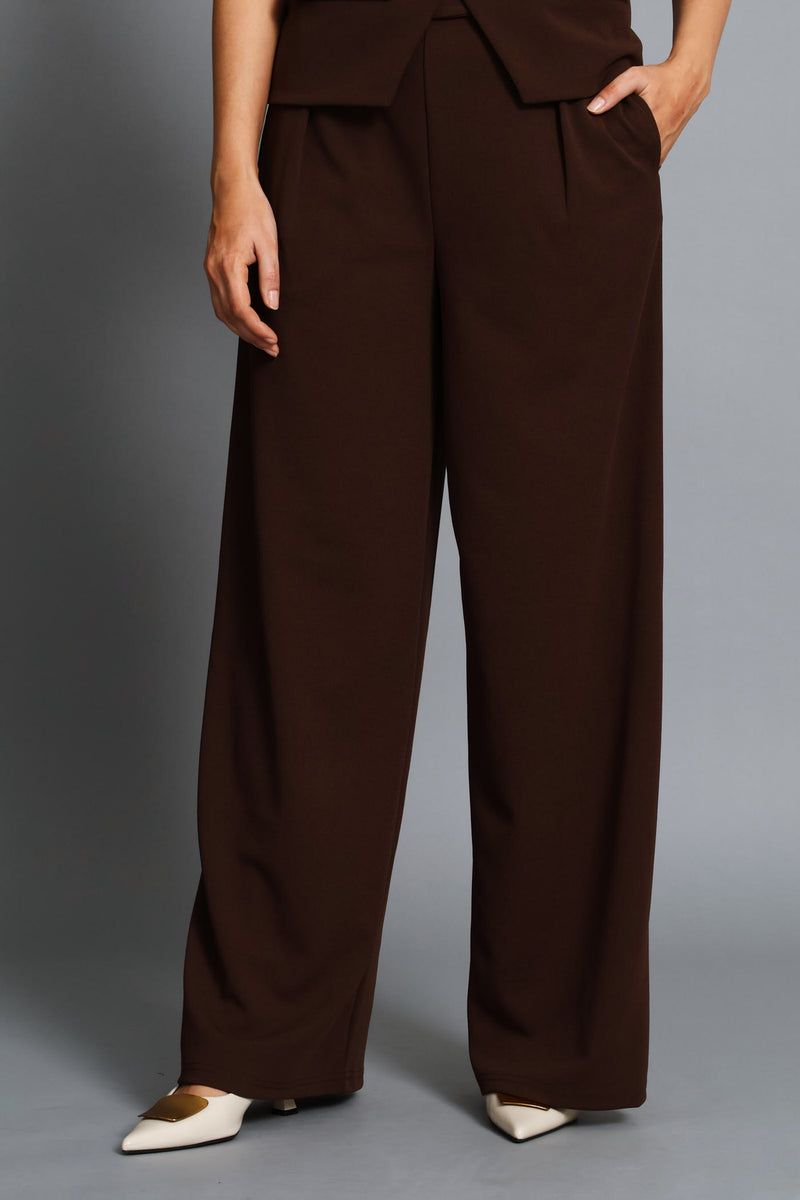 D-Ring Tie Wide Leg Pants - Chocolate