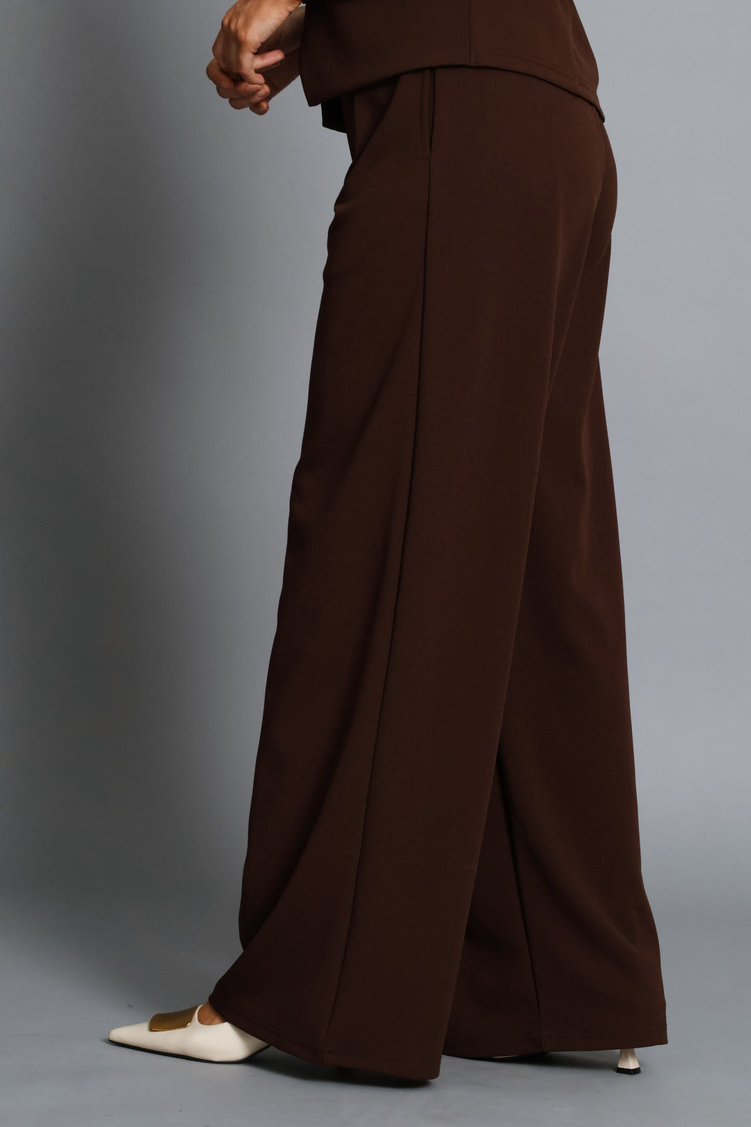 D-Ring Tie Wide Leg Pants - Chocolate