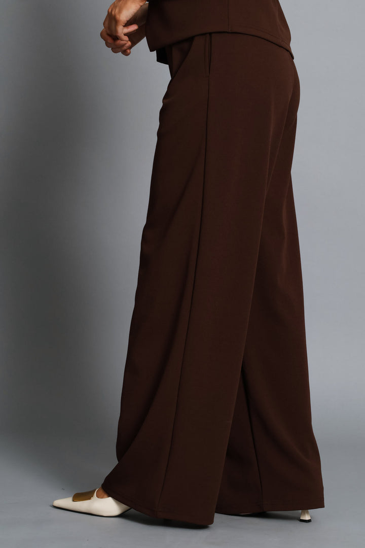 D-Ring Tie Wide Leg Pants - Chocolate