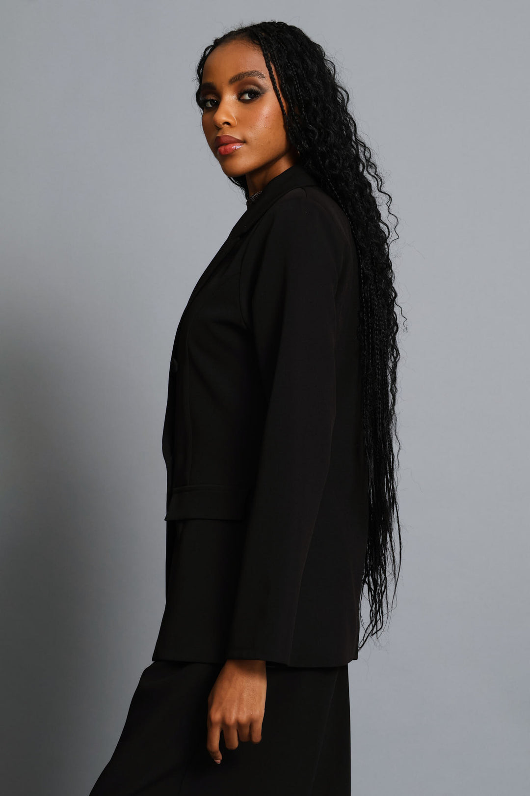 Double Notch Hem Blazer - Black