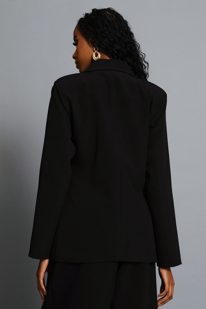 Double Notch Hem Blazer - Black