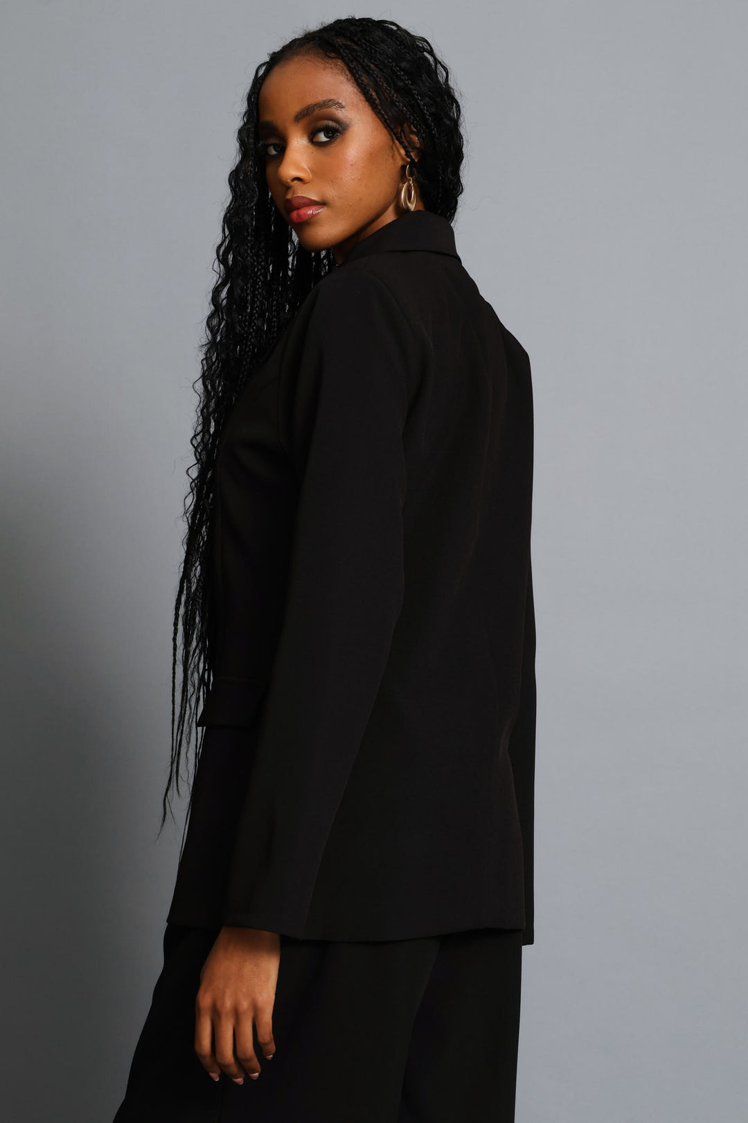 Double Notch Hem Blazer - Black