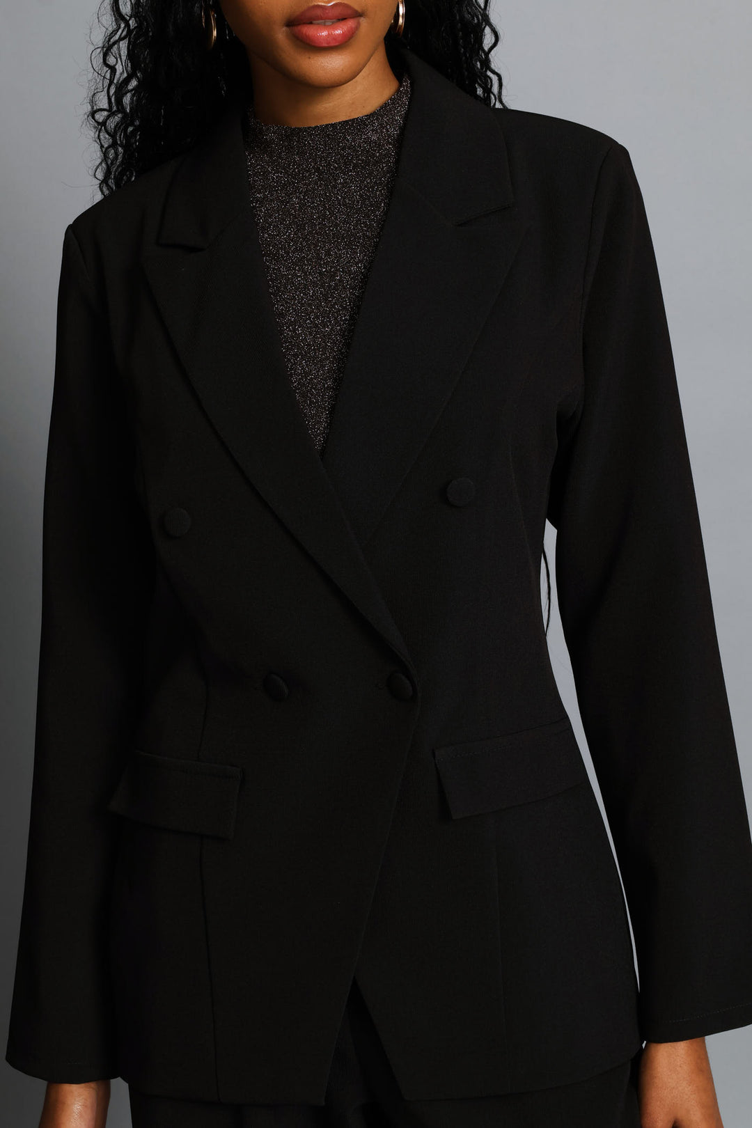 Double Notch Hem Blazer - Black