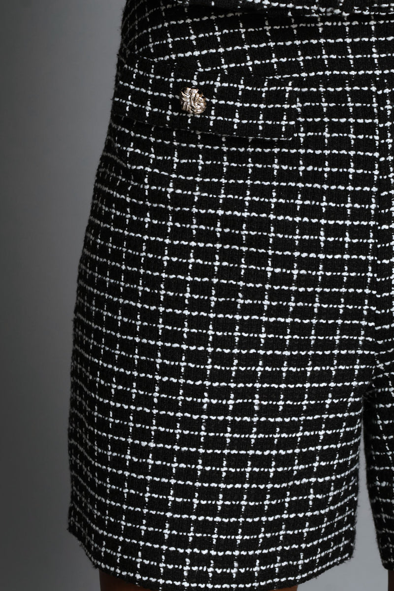 Fancy Button Tweed Short - Black/White