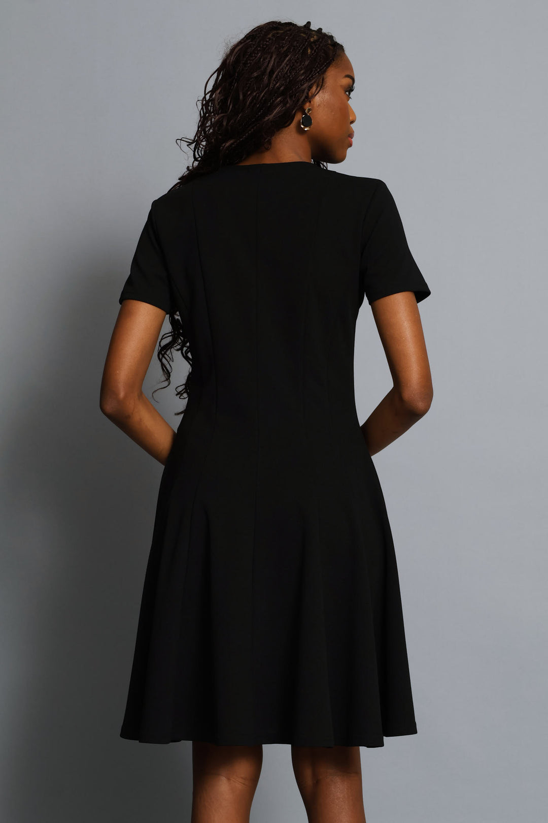 Panelled Short Sleeve Dress - Black