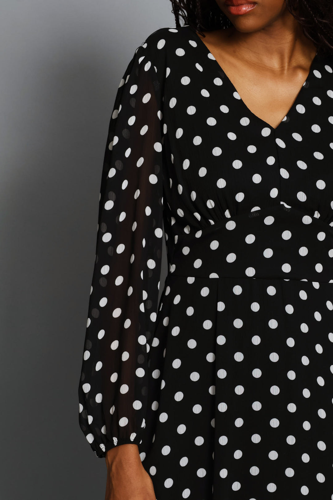 Poka Dot Frill Hem Tea Dress - Black/Cream