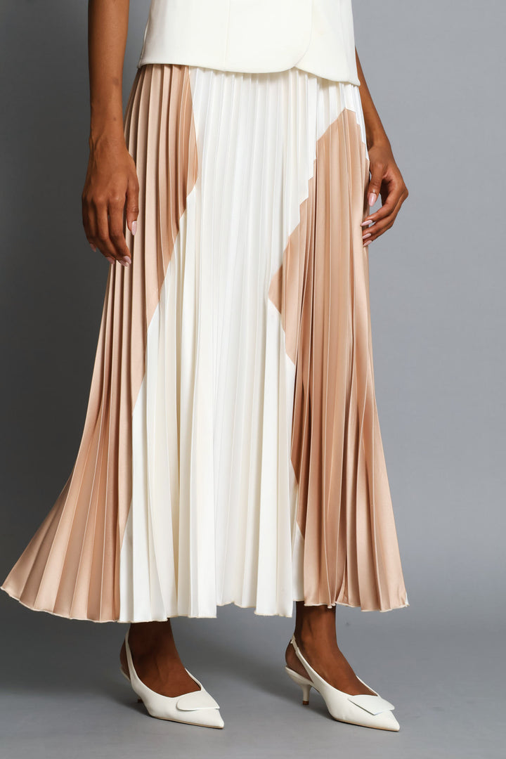 Colourblock Satin Maxi Skirt - Latte