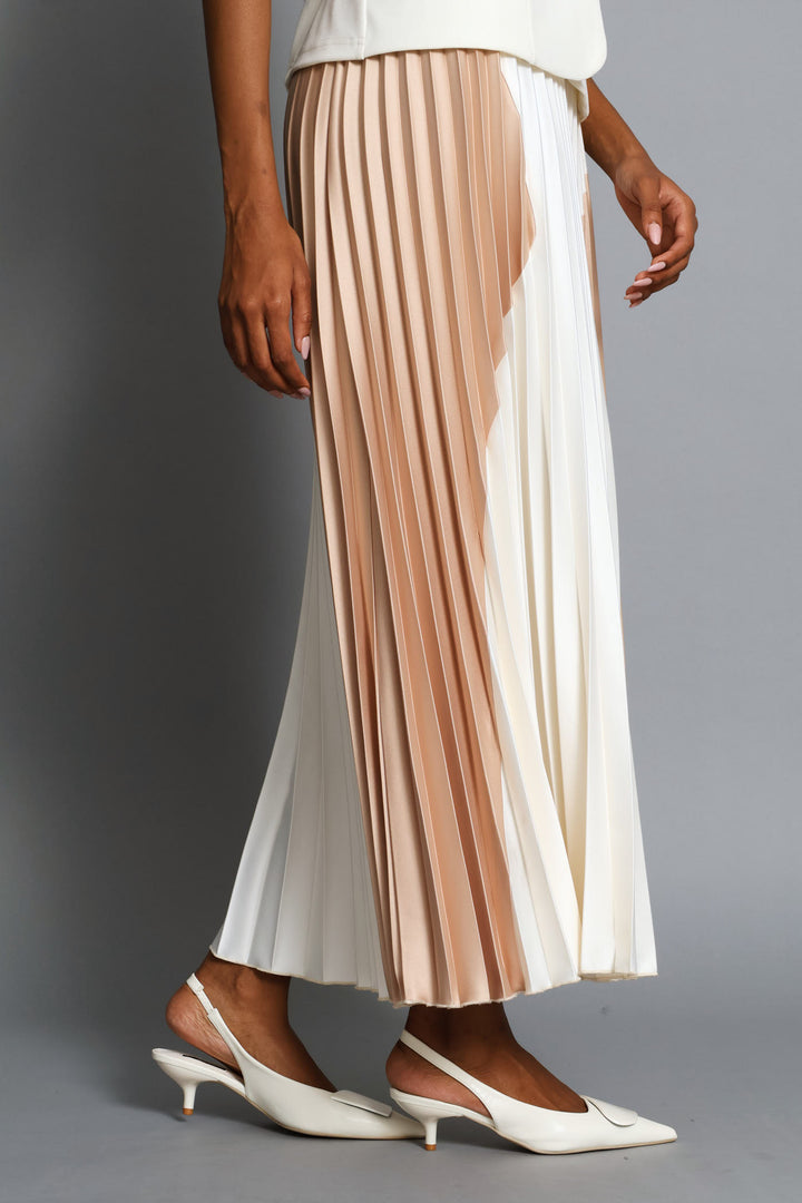 Colourblock Satin Maxi Skirt - Latte