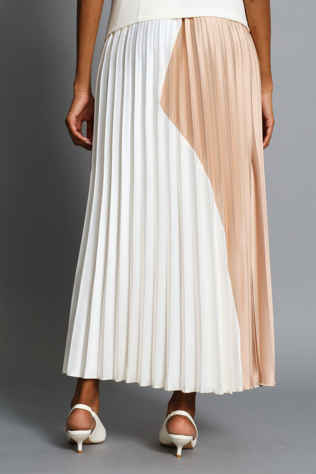 Colourblock Satin Maxi Skirt - Latte