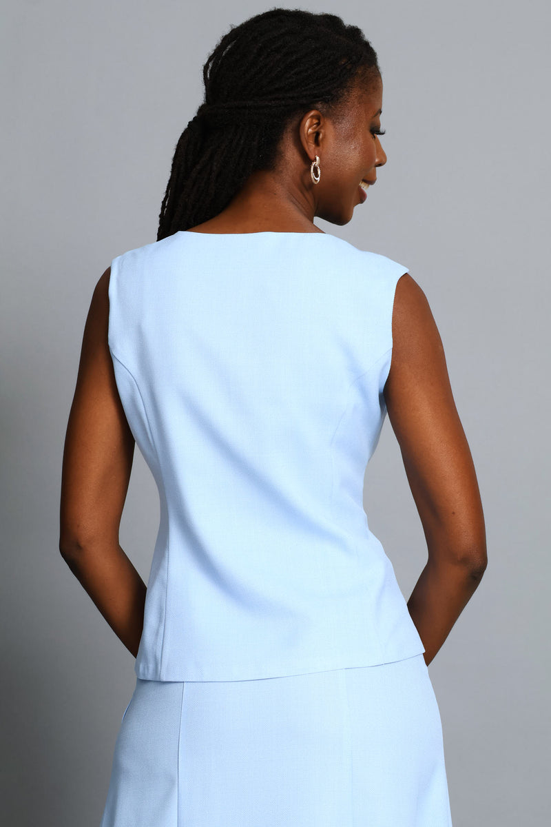 U-Neck Peplum Blouse - Blue