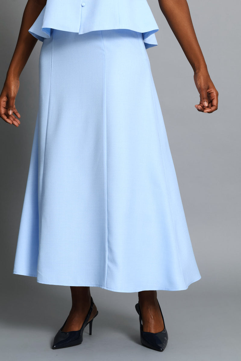 Buckle Belted A-Line Midi Skirt - Blue