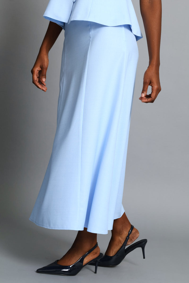 Buckle Belted A-Line Midi Skirt - Blue