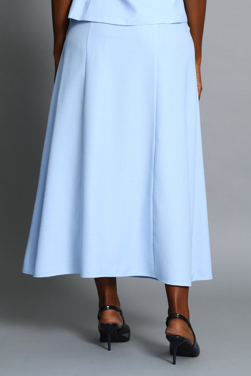 Buckle Belted A-Line Midi Skirt - Blue