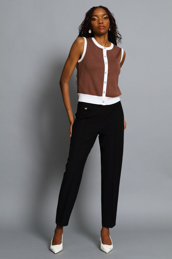 D-Ring Pin Tuck Slim Leg Pants - Black