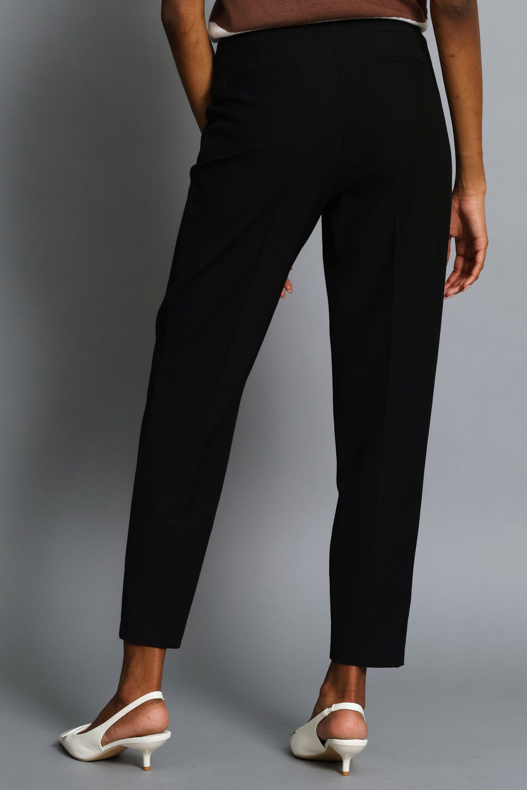 D-Ring Pin Tuck Slim Leg Pants - Black