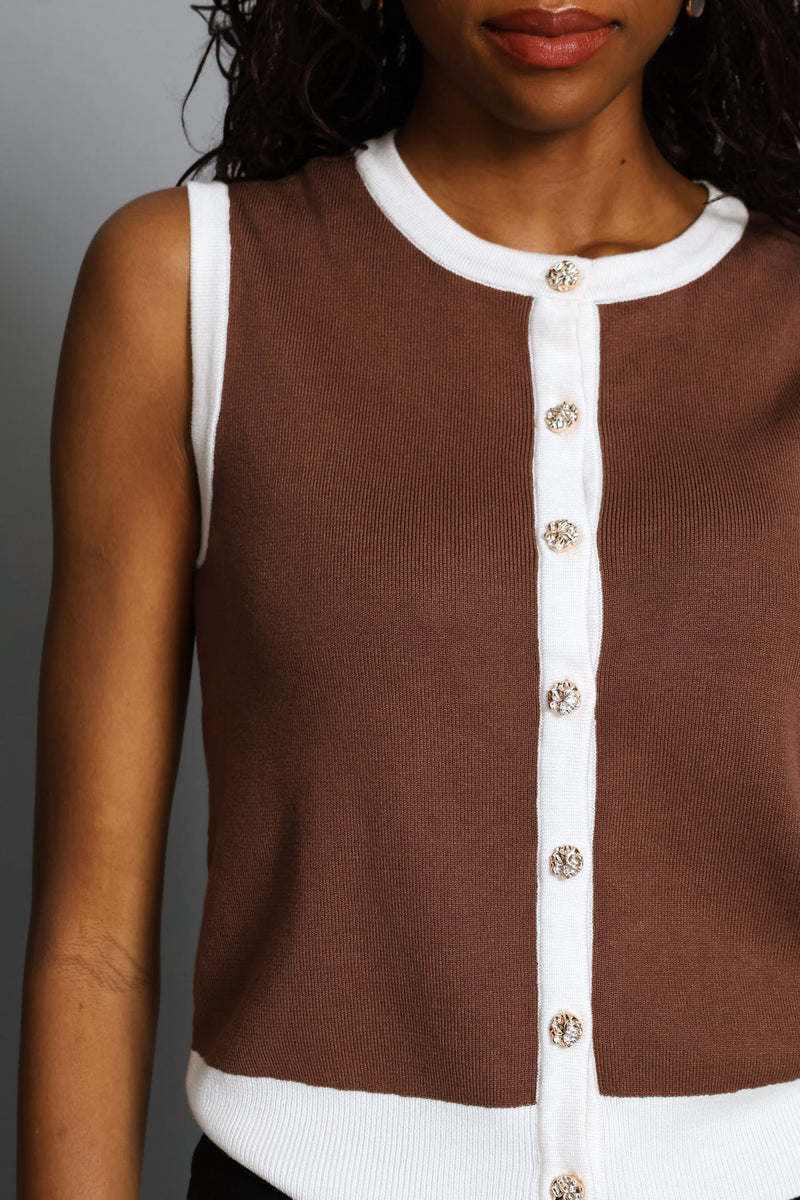 Tipped Cardigan - Latte