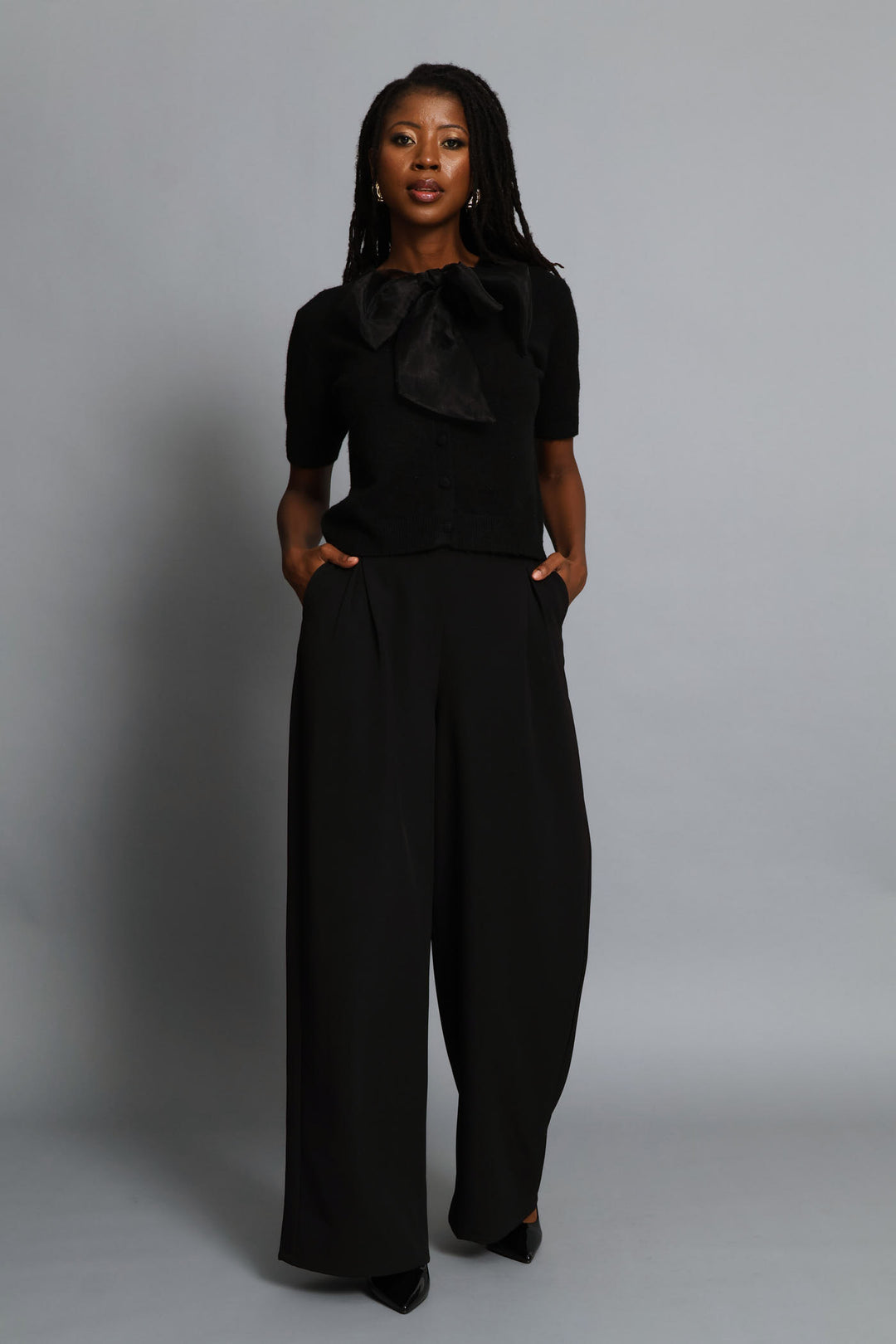 Bow Detail Cardigan - Black