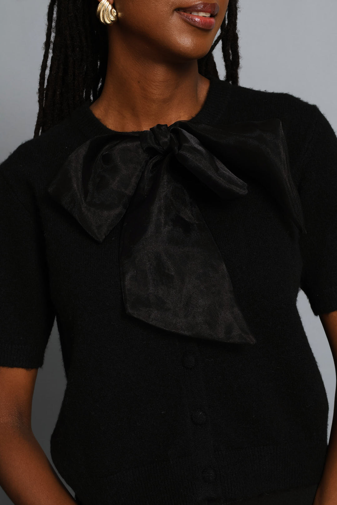 Bow Detail Cardigan - Black