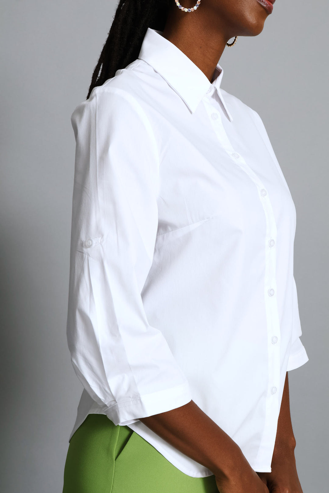3/4 Sleeve Classic Formal Shirt - White