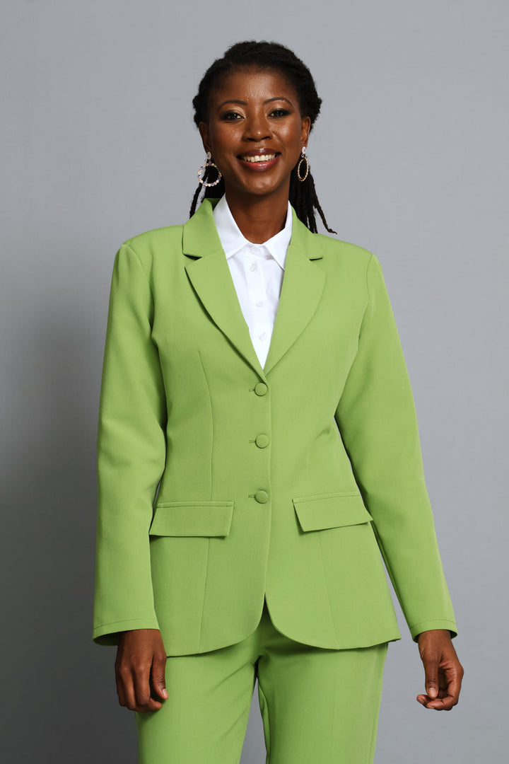 Notch Collar 3 Button Blazer - Chartreuse