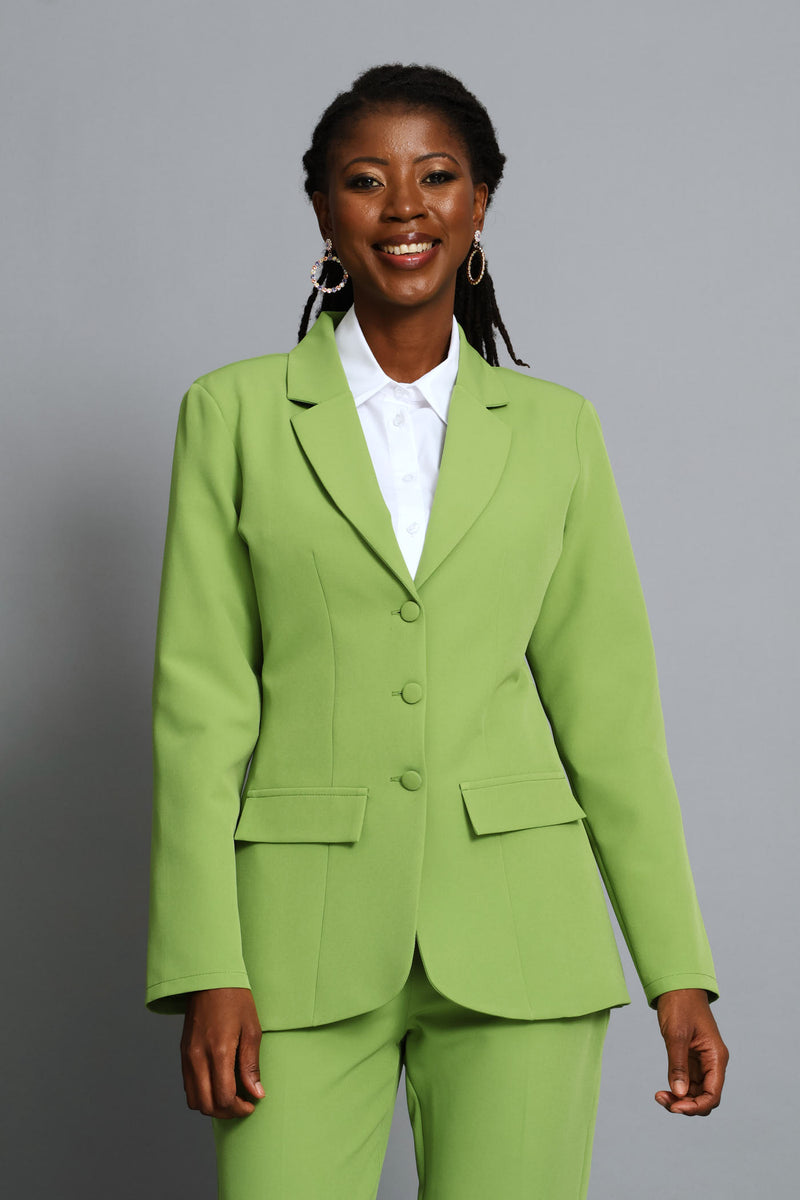 Notch Collar 3 Button Blazer - Chartreuse