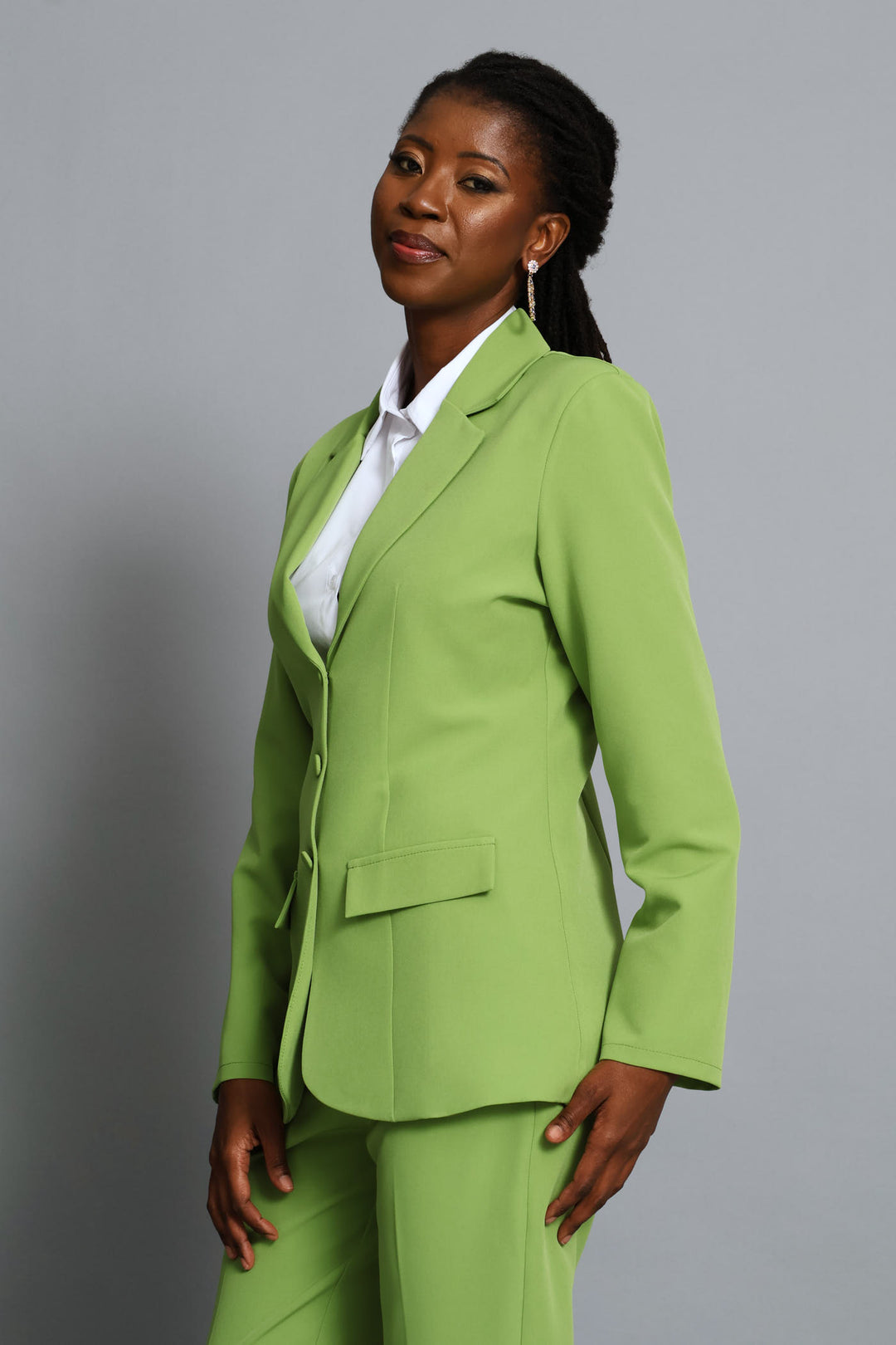 Notch Collar 3 Button Blazer - Chartreuse