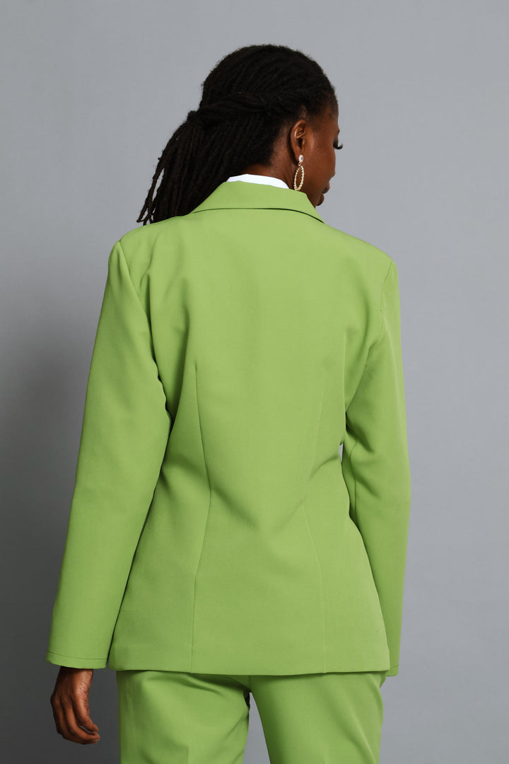 Notch Collar 3 Button Blazer - Chartreuse
