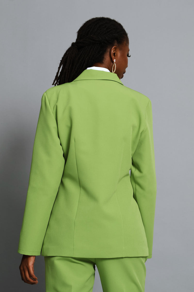 Notch Collar 3 Button Blazer - Chartreuse