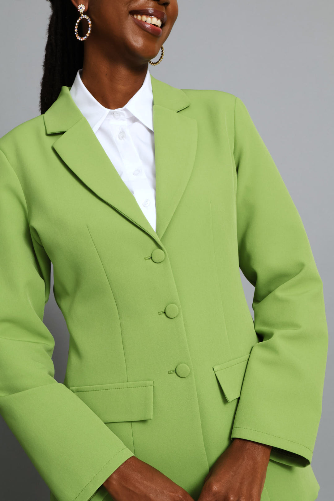 Notch Collar 3 Button Blazer - Chartreuse