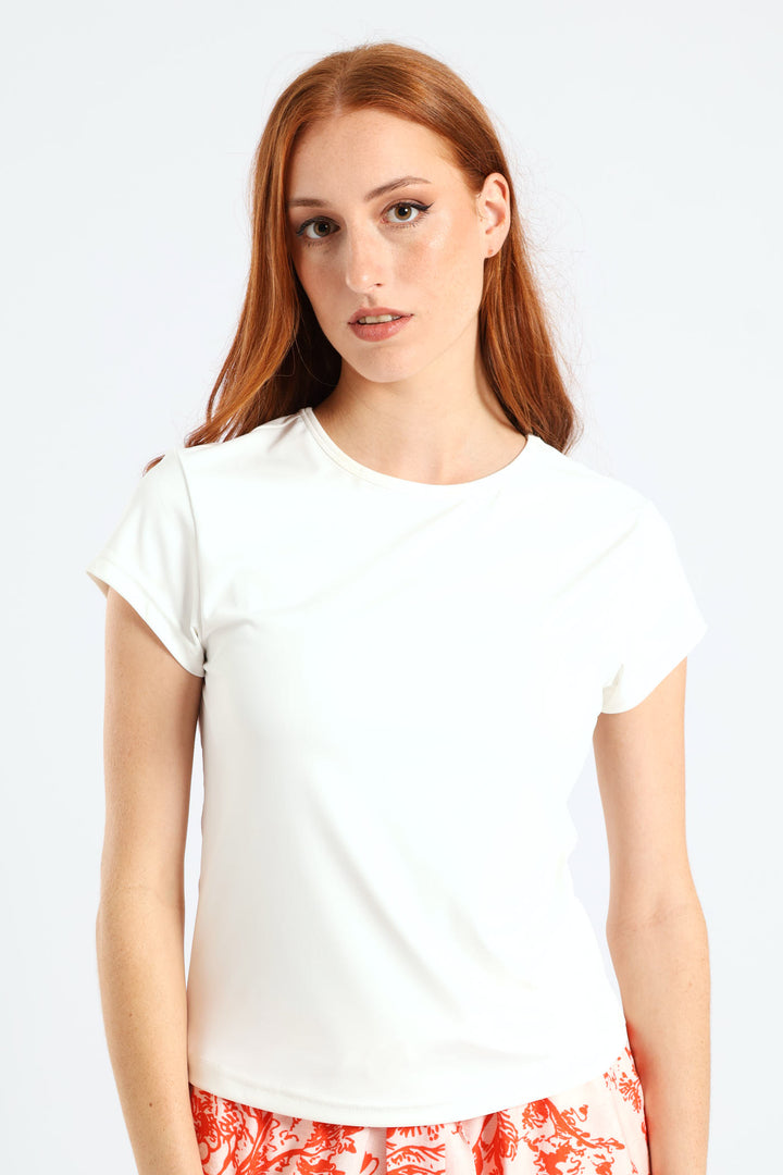 Crew Neck Polyamide Tee - Milk