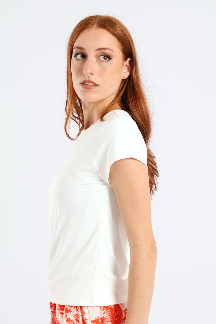 Crew Neck Polyamide Tee - Milk