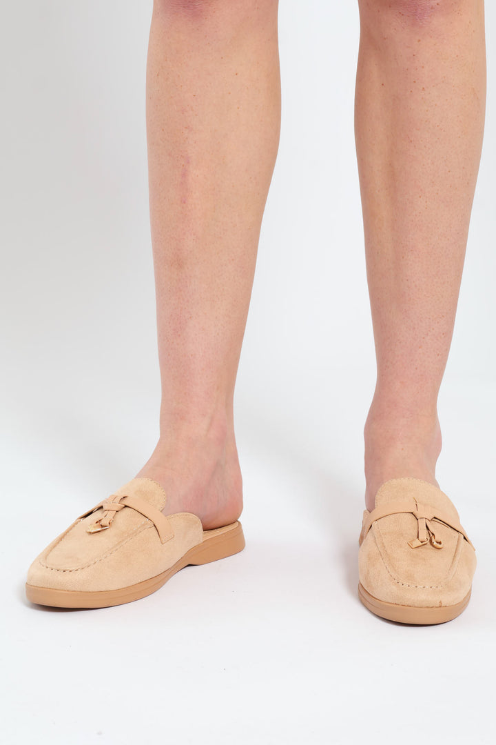 Smart Tassle Push In Mule - Beige