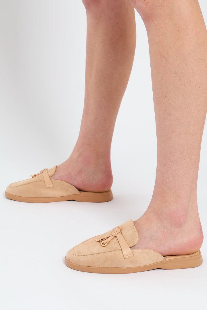 Smart Tassle Push In Mule - Beige