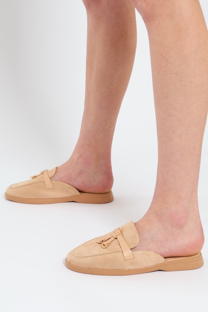 Smart Tassle Push In Mule - Beige