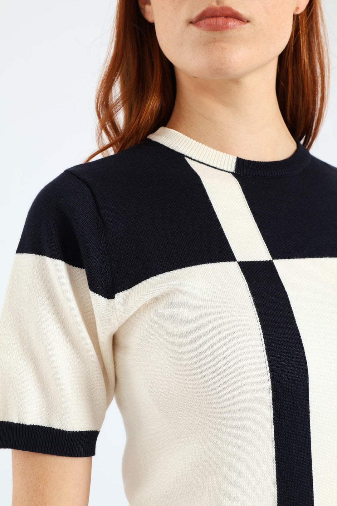 Short Sleeve Monochrome Pullover - Cream